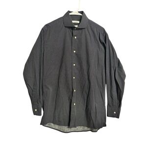 Isaac Mizrahi New York Mens Slim Fit Polka Dot Button Down Shirt Black White 16